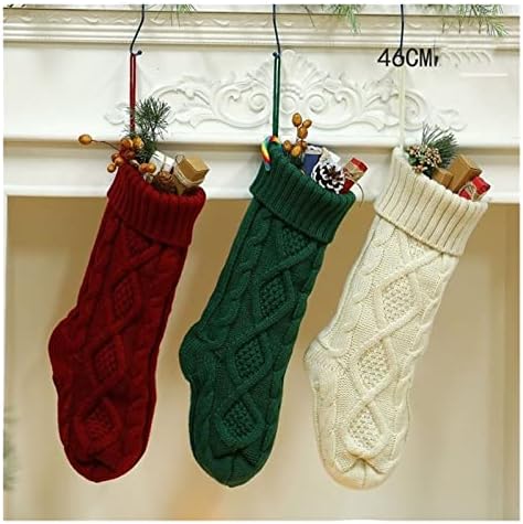 Коледни Чорапи-чорапи DEFLAB, 46 см, Семейни Класически Декорации за Отглеждане, Висящи Украшения, Червен / Зелен / бял 1. Коледни