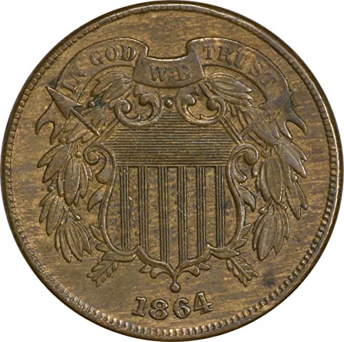 1864 Rv Двухцентовая монета с Голям Мотото Без подпис AU