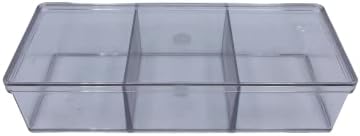 Прозрачни пластмасови тави за съхранение с 3 отделения и капаци, 8x3x2 инча.
