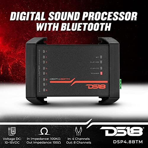 Цифров звуков процесор DS18 DSP4.8BTM с 4-канальным входа и 8-канальным изход с връзка по Bluetooth - Водоустойчив
