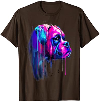 Цветни, Акварел Тениска с Изображение на Куче-Боксьор