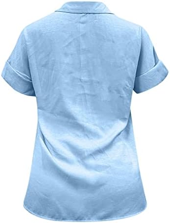 Празни тениски MIASHUI дамски летни нови дамски свободни блузи от памук за ревера и с къс ръкав с завязками за