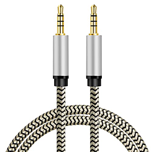 Tanprmee 3.5 мм Aux Кабел 4 полюс, TRRS Кабел аудио кабел в найлонов оплетке между мъжете, Aux Кабел за слушалки, PS4, телефони,