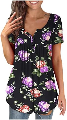 Дамски Vneck в памучна Блуза Свободно Намаляване с Цветен Печат и Графичен Дизайн на Тениска за Момичета, Лято-Есен, JX JX