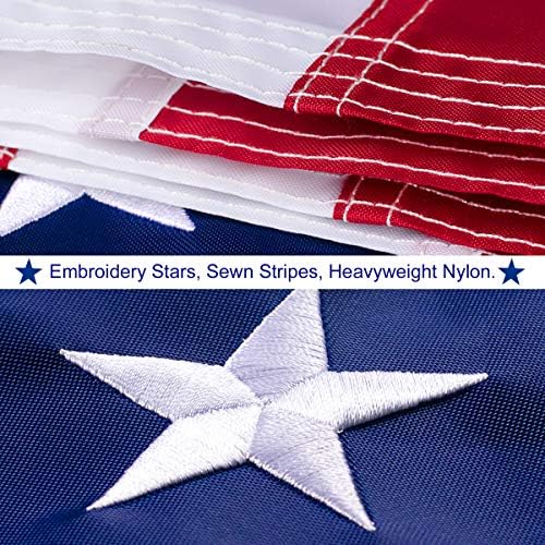 Американски флаг VIPPER 3x5 метра на открито - Знамена на САЩ от ултра силна найлон с Бродирани Звездите, Нашитыми Ивици и Месингови Люверсами