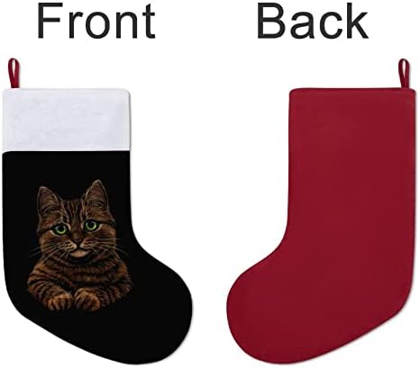 Цветен Портрет На Котката Коледни Чорапи, Коледни Чорапи Чанта За Дома Семеен Коледен Декор