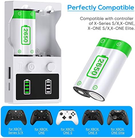 Акумулаторен блок контролер за Xbox Series X| S и Xbox One, 2 комплекта Батерии с голям капацитет капацитет 2650 mah, Комплект батерии