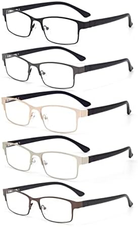 Autojouls 5-Pack Очила за Четене за Мъже и Жени, Метални Очила за четене с Пружинным тръба на шарнирна Връзка, Компютърни Очила,