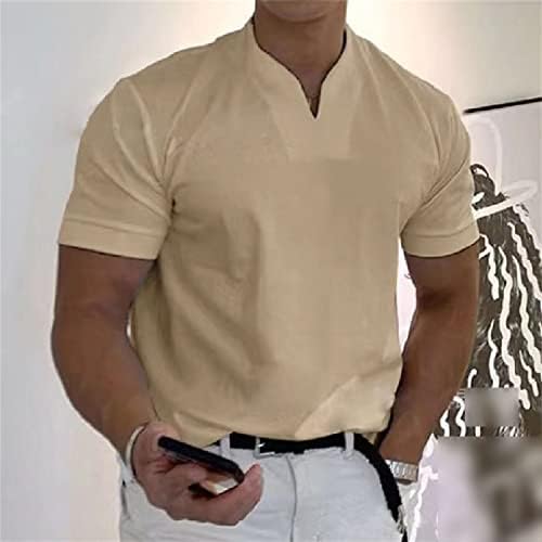 Мъжки Ежедневни Однотонная Тениска С V-образно деколте, Лека Тениска За Фитнес, Модерен Бизнес Тениски С Къс Ръкав