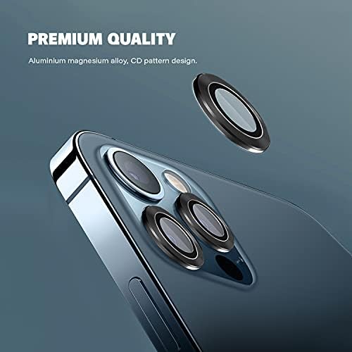 Защитно фолио за обектива на камерата Zuslab, съвместима с iPhone 11 / 11Pro /11Pro Max/12 mini/12 /12Pro, благородна кант алуминиева сплав, пълно покритие от закалено стъкло с висока разд
