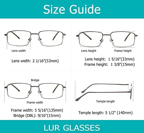 LUR 3 опаковки на метални очила за четене + 3 опаковки очила за четене без рамки (само 6 двойки ридеров + 2,75)