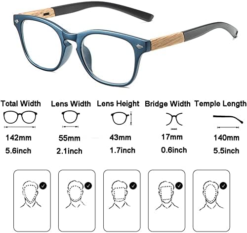 Сини Светозащитные очила за четене за мъже/Жени, Модерен Компютърен Четец с пружинным тръба на шарнирна връзка, защита от uv (Цвят: