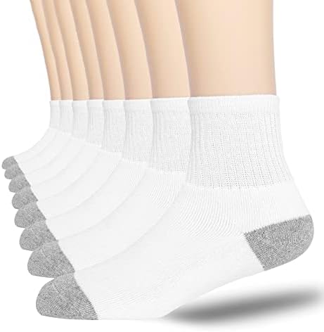 FLSHMCEN/ Мъжки Спортни Чорапи до Глезена, 8 Чифта Меки Памучни Чорапи на една Четвърт от размера за Мъже, Абсорбираща Влагата,