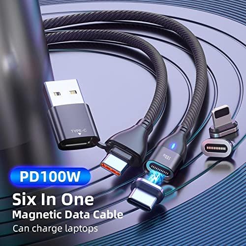 Кабел BoxWave е Съвместим с Polyend Play (кабелна от BoxWave) - Кабел MagnetoSnap PD AllCharge мощност 100 W, кабел за зареждане Magnet PD мощност 100 W USB Type-C Micro USB за Polyend Play - черно jet black