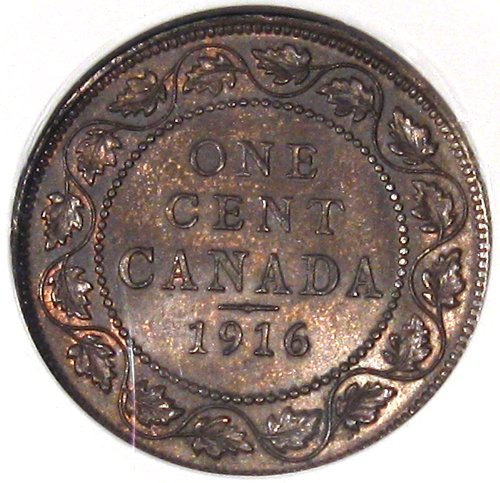 Канадската монета Penny King Goerge 1916 г., голяма медна центовая антични монети, сертифицирана NGC UNC MS 64