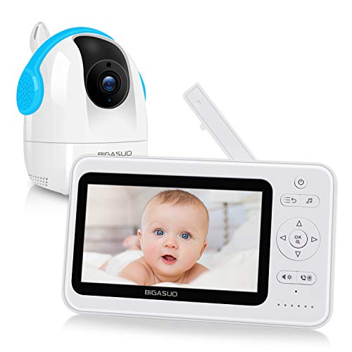 Следи бебето, Видеоняня BIGASUO 4,3 Инча с камера и аудио, Монитор с Датчик за температура, Двупосочно аудио, Нощно виждане, Режим