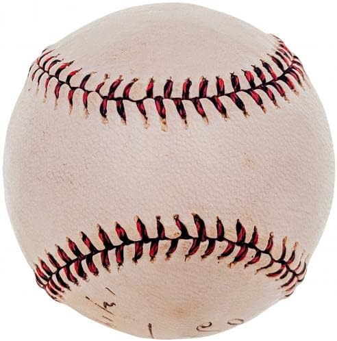 Тай Коб С Автограф на Официалния Регбиста бейзбол Десятката Феллерс Детройт Тайгърс 19.12/35 PSA/DNA AJ05873 - Бейзболни топки