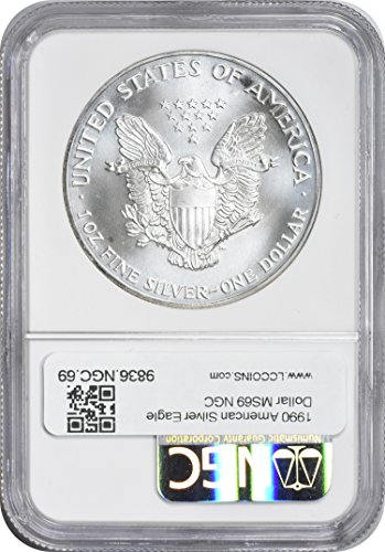 1990 P $1 Американски долар Silver Eagle NGC MS69