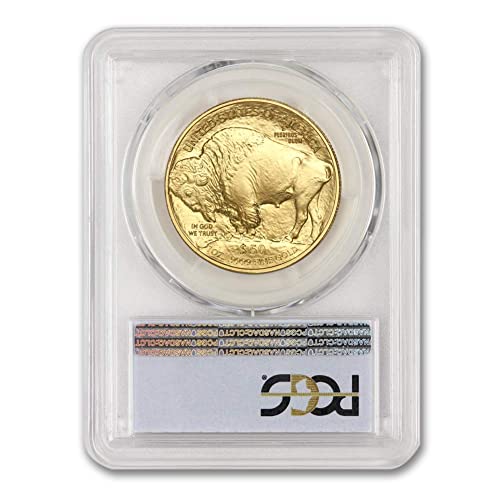Златна монета Buffalo MS-70 без мента 2021 година с тегло 1 унция MS-70 (Първия ден на издаване - Bison Label) 24-КАРАТОВО MS70
