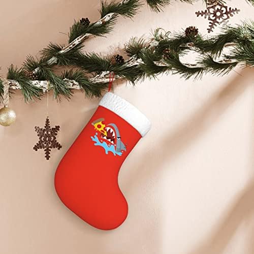 Yoigng Пица Акула Коледен Отглеждане На Коледни Чорапи, Класически Празнична Украса Окачен Чорап За Камина