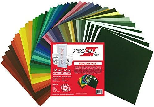Oracal 651 (24) С популярната опаковка - Лигав винил лепило за рязане, Силует, Камеи, резаков за бродерия, принтери и етикети - 12 x 12 - Гланцово покритие - Външно и трайно