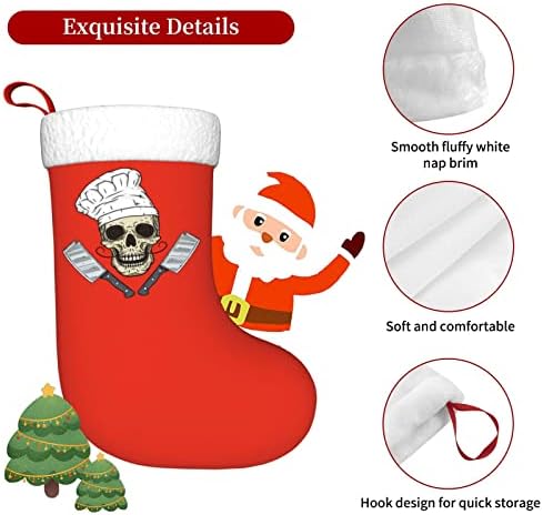 Yoigng Шапка На Главен Готвач Коледен Отглеждане На Коледни Чорапи, Класически Празнична Украса Окачен Чорап За Камина