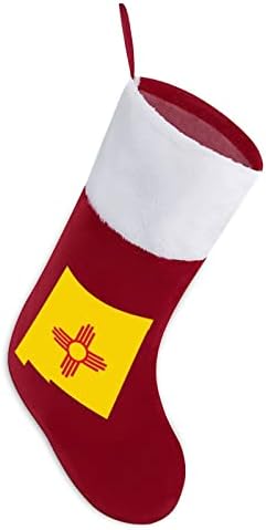Флаг на щата Ню Мексико Карта Коледни Чорапи Отглеждане на Коледна Елха Дядо коледа Декорации Висящи Украса за Камината Празник