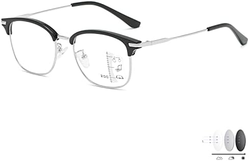Преходни Фотохромичните Очила за четене за мъже и жени, Спортни Фотохромичните Слънчеви Очила за четене на открито (Цвят: сребърен размер: +100)
