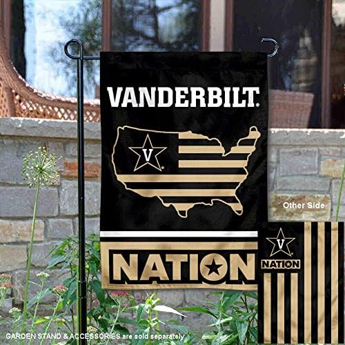 Градински Флаг Vanderbilt Commodores със Звезди и Ивици в стил Кънтри музика в САЩ и Набор от Притежателите на флага на САЩ
