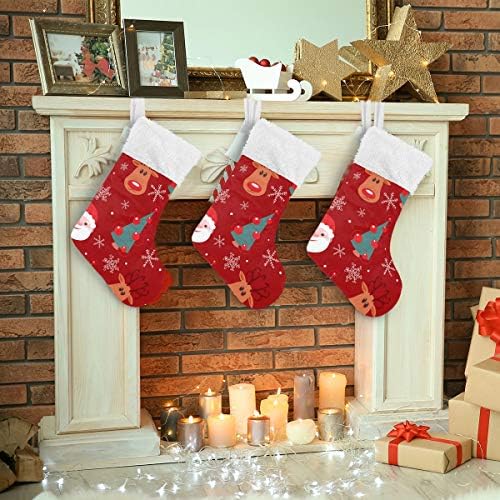 Коледни Чорапи ALAZA, Дядо коледа и Елена, Класически Персонализирани Големи Чулочные Украса за Семейни Тържества, декорация за