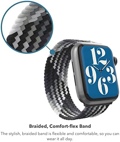 ZAGG Gear4 Сплетен еластична каишка Solo Loop Band – MD – Storm - Съвместим с Apple Watch 38 мм, 40 мм 41 мм, гривни, с еластична