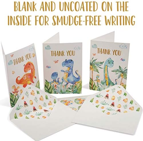 VNS Creations 30 благодарственных картички с динозаврите в пликове и етикети, Съраунд комплект благодарственных бележки с динозаврите
