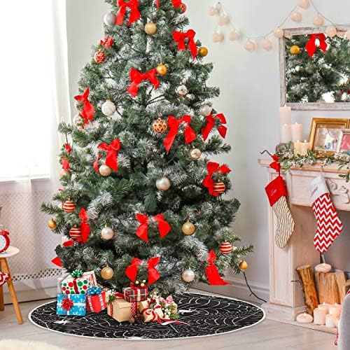 Декорация на Поли ALAZA Christmastree Малка Мини-Пола с Орнаменти във формата на коледно дърво 35,4 Инча с Паяжини на Хелоуин, за