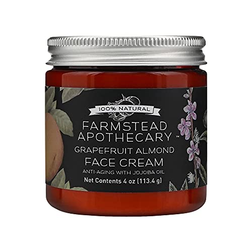 Farmstead Apothecary Натурални анти-Стареене крем за лице с масло от жожоба, 4 унция (Грейпфрутово-бадем)