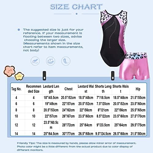 Aislor/Детски Физкултурен Бански костюм без Ръкави за Момичета с Къси панталони, Комплект, Балетен Танцов Гащеризон, 2 броя, Спортно