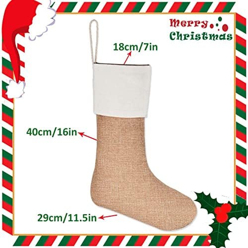 Teemico 12 Бр. Коледни Чорапи от Зебло за Коледна Украса, Подаръци и Ръчно изработени Екстри