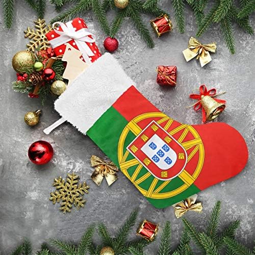 Коледни Чорапи с Флага на Португалия PIMILAGU, 1 Опаковка, 17,7 инча, Окачени Чорапи за Коледна украса