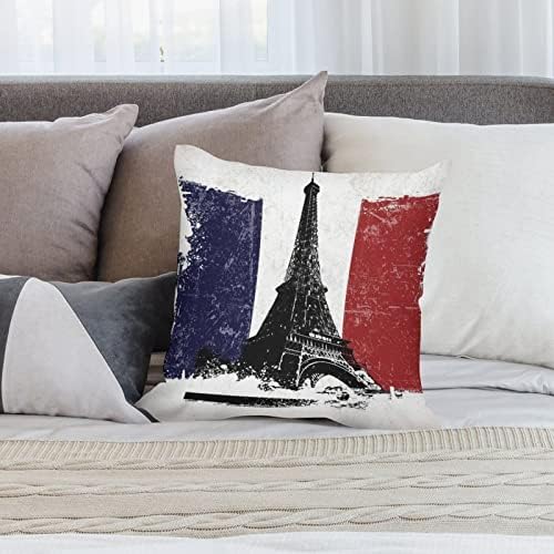 Айфеловата Кула, Франция, Калъфки за възглавници с Флага, Комплект от 2 Възглавници, Калъф за мека мебел, Спални, Автомобили, Декоративни