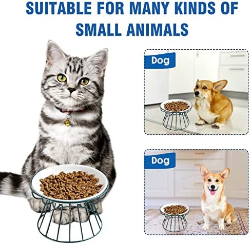 Повдигната купичка за котешки храна, Стилна Керамична купа за кучета със здрава желязна поставка - Въодушевен хранене за комфортен приема на храна и по-добро храно?