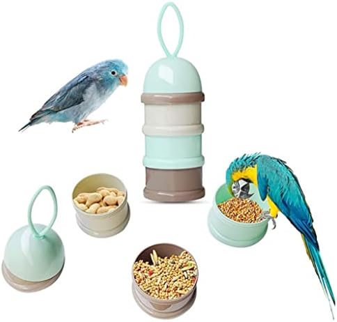 WIONC Пътна Ясла за птици, Чаши, Преносими Пластмасова Кутия за храна Папагали, Контейнер за съхранение на храна, 3-Слойный Дизайн, канарче-папагал (Цвят: A, размер: Един
