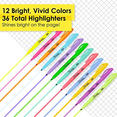 Джобни Маркери SHARPIE, Тесен Съвет Стамески, Различни Флуоресцентни Цветове Ценна опаковка от 36 броя
