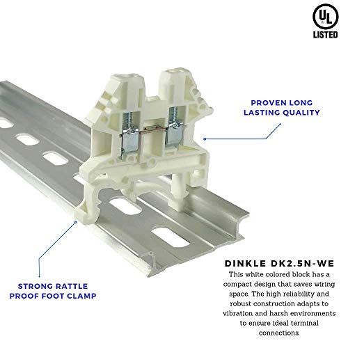 Винт блок клеммной подложки на DIN-шина Dinkle White DK2.5N-WE UL 600V 20A 12-22AWG, опаковка 100