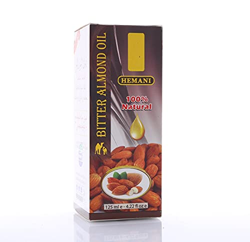 Масло от горчив бадем Hemani - 125 мл (4,2 унции) - чисто и натурално - идеален за кожата и косата - Веганское - Без ГМО - идеален за тялото и ноктите