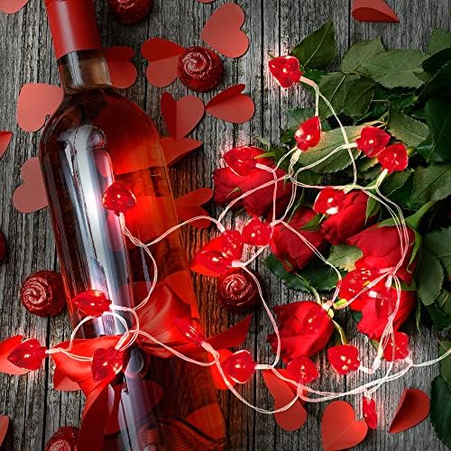 Cokoka Тела в Деня на Св. Валентин, 14 фута, 40 led Гирлянди под формата на Червено Сърце, Работещи на Батерии, Романтична осветителни