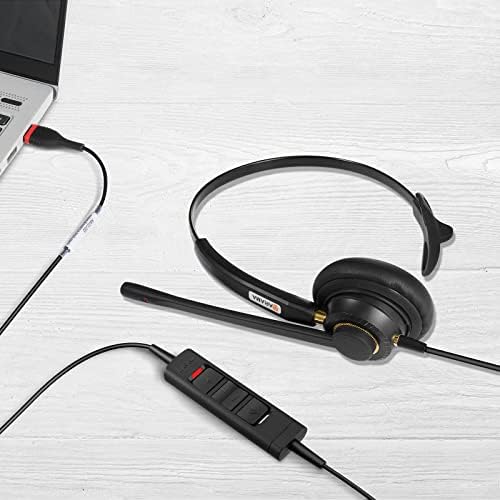 USB Слушалки с Микрофон, Шумопотискане и управление на Звука, Ултра-Комфортни USB Слушалки за Компютър, Лаптоп, КОМПЮТЪР, Вебинара