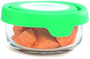 Контейнер за съхранение на храна Anchor Hocking TrueSeal от кръгло стъкло на 2 чаши с херметически капак, Мятно-зелен, Определени