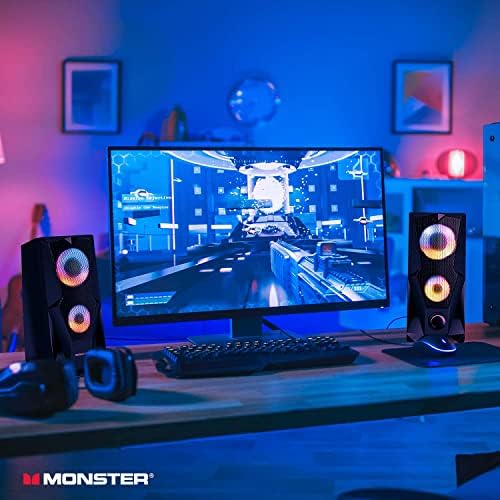 Стереодинамик Monster Premium с USB захранването и многоцветными led световыми ефекти за игри и мултимедия