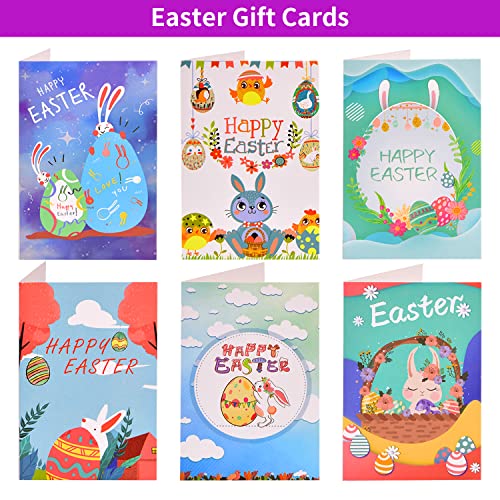 Великденски кошници за деца, В комплект Великденски трева, яйца и Великденски картички, Пластмасови Великден кошница с дръжка за