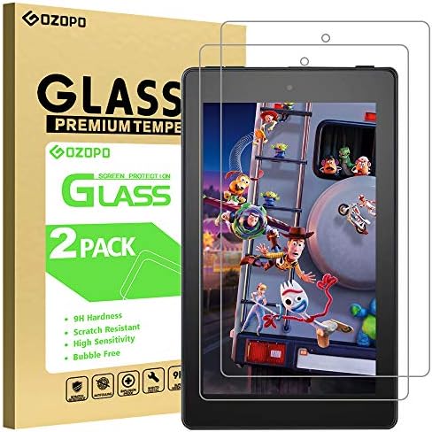 GOZOPO [2] Защитно фолио за екрана Fire 7 /Fire 7 Kids Edition (9-ти / 7-то поколение, 2019 и 2017 година на издаване) [Устойчиво на надраскване] Филм от закалено стъкло Fire HD 7 [2.5 D Edge]