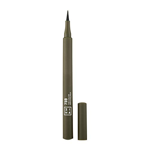 Очна линия 3ina The Color Pen 759 с ультратонким върха, 24-часова маслинено-зелен течна очна линия за по-дълъг носенето на Ярки